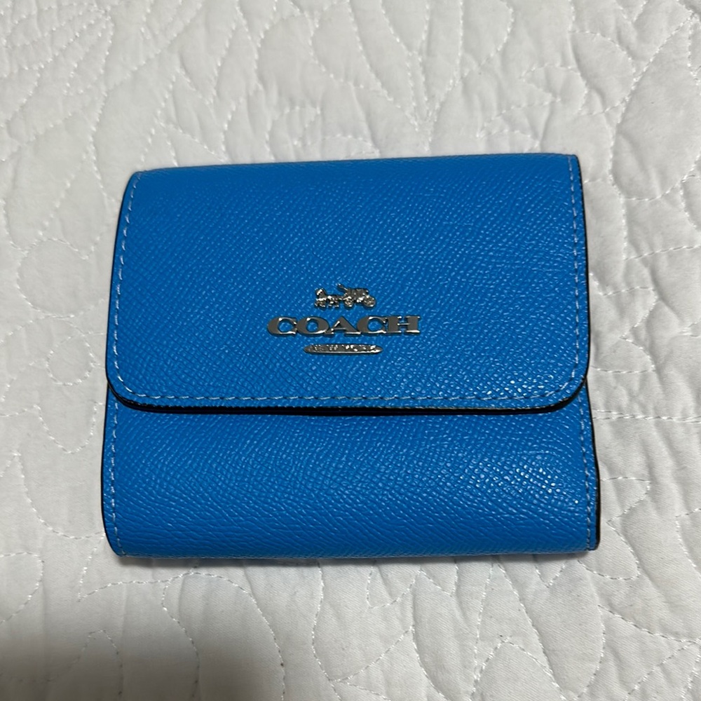 Coach Tri-Fold Blue Leather Wallet